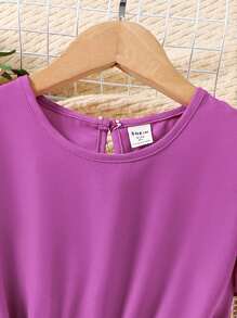 SHEIN Đầm Gái Xù Hoa Dễ thương - Màu tím  Violet - Xem 4