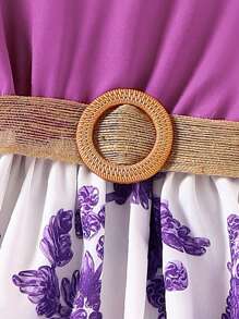 SHEIN Đầm Gái Xù Hoa Dễ thương - Màu tím  Violet - Xem 6