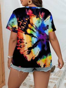 SHEIN Essnce Plus Tie Dye Tee - Multicolor - View 2