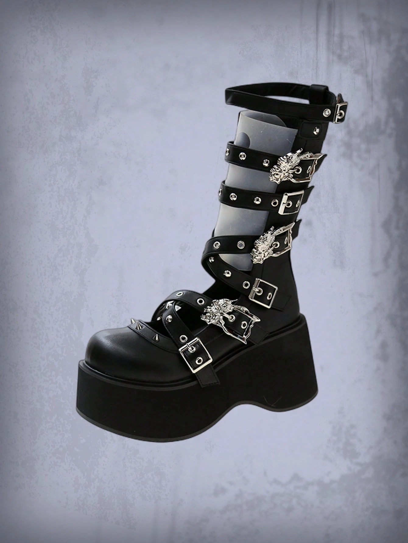靴 Vintage Studs Buckle Design Boots EU 40 / UK 7 Vintage Spiked Studded New Rock Boots - Etsy