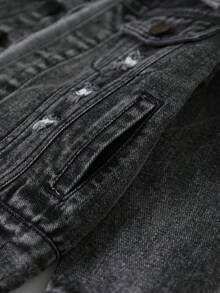 小男童破洞翻蓋口袋牛仔夾克無連帽衫