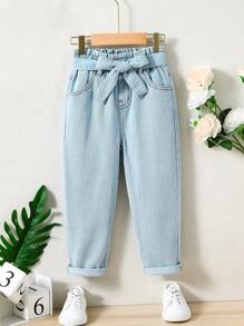 少女紙袋腰牛仔褲