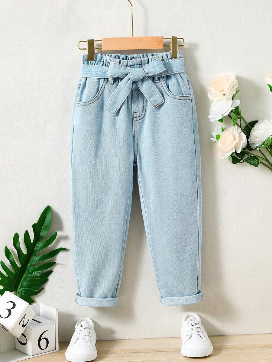 少女紙袋腰牛仔褲