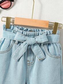 少女紙袋腰牛仔褲