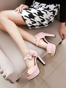 Sandalias rosado tacón alto plataforma de mujeres - Rosa - Ver 4