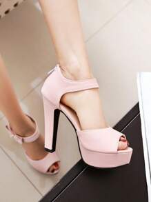 Sandalias rosado tacón alto plataforma de mujeres - Rosa - Ver 5