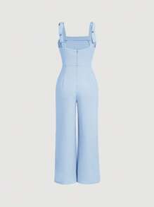 SHEIN MOD Solid Tie Shoulder Cami Jumpsuit - Baby Blue - View 2
