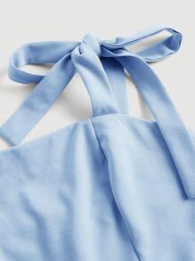 SHEIN MOD Solid Tie Shoulder Cami Jumpsuit - Baby Blue - View 3