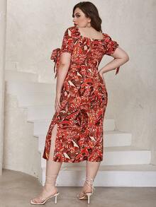 Eilly Bazar Đầm Plus Size Thắt nút xoắn lại Paisley Bộ lạc Boho - Nhiều màu - Xem 2