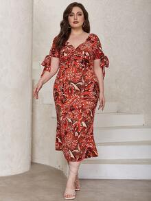 Eilly Bazar Đầm Plus Size Thắt nút xoắn lại Paisley Bộ lạc Boho - Nhiều màu - Xem 4