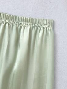 Girls' (big) Striped Design Letter & Eyelash Print Two-piece Homewear Set - Mint Green - View 7