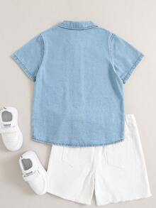 Garçon 1 pièce Chemise En Jean À Rayures