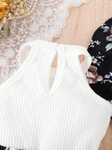 嬰兒掛脖上衣&印花層疊下擺半身裙&帽 - 黑與白 - 查看 5