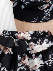 嬰兒掛脖上衣&印花層疊下擺半身裙&帽 - 黑與白 - 查看 6