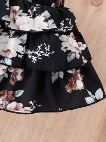 嬰兒掛脖上衣&印花層疊下擺半身裙&帽 - 黑與白 - 查看 7