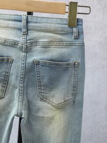 Boys Ripped Frayed Bleach Wash Jeans - Light Wash - View 6