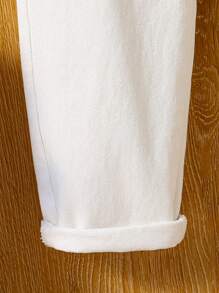 Bé gái Hoạt hình Bướm & Chữ cái Nếp gấp cao eo Quần jean - trắng - Xem 4