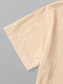 男孩素色T恤和褲子睡衣套裝 - 杏色 - 查看 3