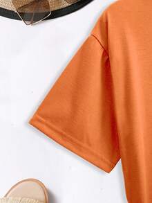 SHEIN EZwear Plus Solid Batwing Sleeve Tee - Orange - View 4