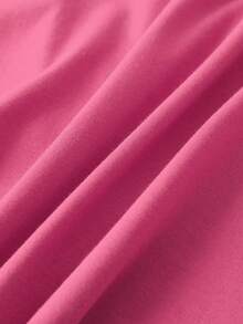 SHEIN LUNE Áo thun nữ Hoạt hình Slogan Giải trí - Màu Hồng Tươi - Xem 3