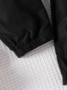 SHEIN 小女童素色背心上衣和褲子帶鏈子 - 黑與白 - 查看 3