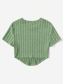 Muchica Curved Hem Rib-knit Tee