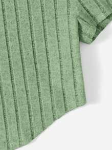 Muchica Curved Hem Rib-knit Tee