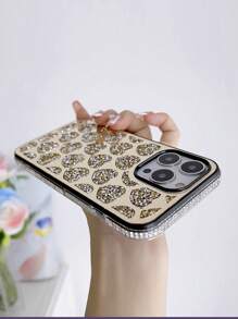 1件奢華閃爍全保護防摔心形微鑲鑽手機殼,適用於iphone 11-15 Pro Max系列 - 金色 - 查看 3