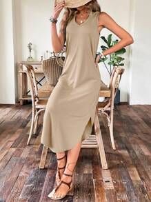 SHEIN LUNE Casual Eenkleurig Jurk Split