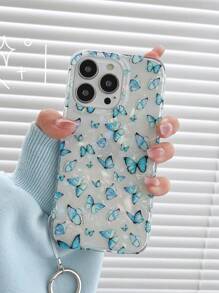 Butterfly Print Clear Phone Case - Multicolor - View 3