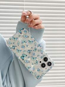 Butterfly Print Clear Phone Case - Multicolor - View 5