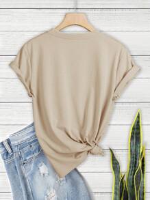 INAWLY 大碼素色圓領T恤