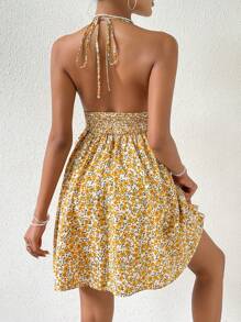 Soleia Đầm Lộ Lưng Buộc lại Dải chun Họa tiết hoa Boho - Nhiều màu - Xem 4