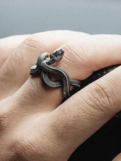 Goth 1pc Funky Iron Alloy Snake Design Ring For Women For Daily Decoration