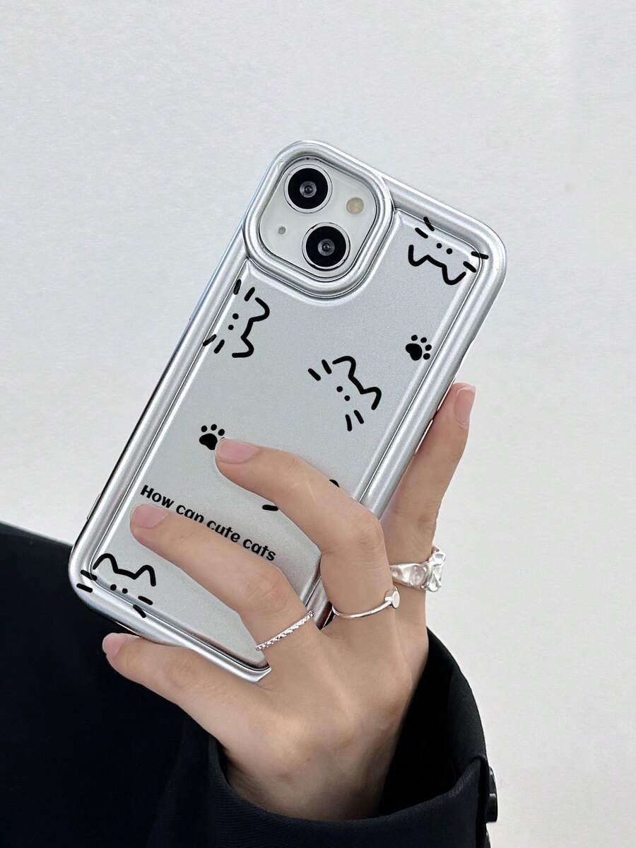Funda de celular transparente con estampado de gato de dibujos animados - Multicolor - Ver 1