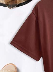 INAWLY Solid Batwing Sleeve Tee - Rust Brown - View 3