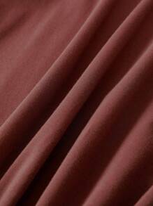 INAWLY Solid Batwing Sleeve Tee - Rust Brown - View 4