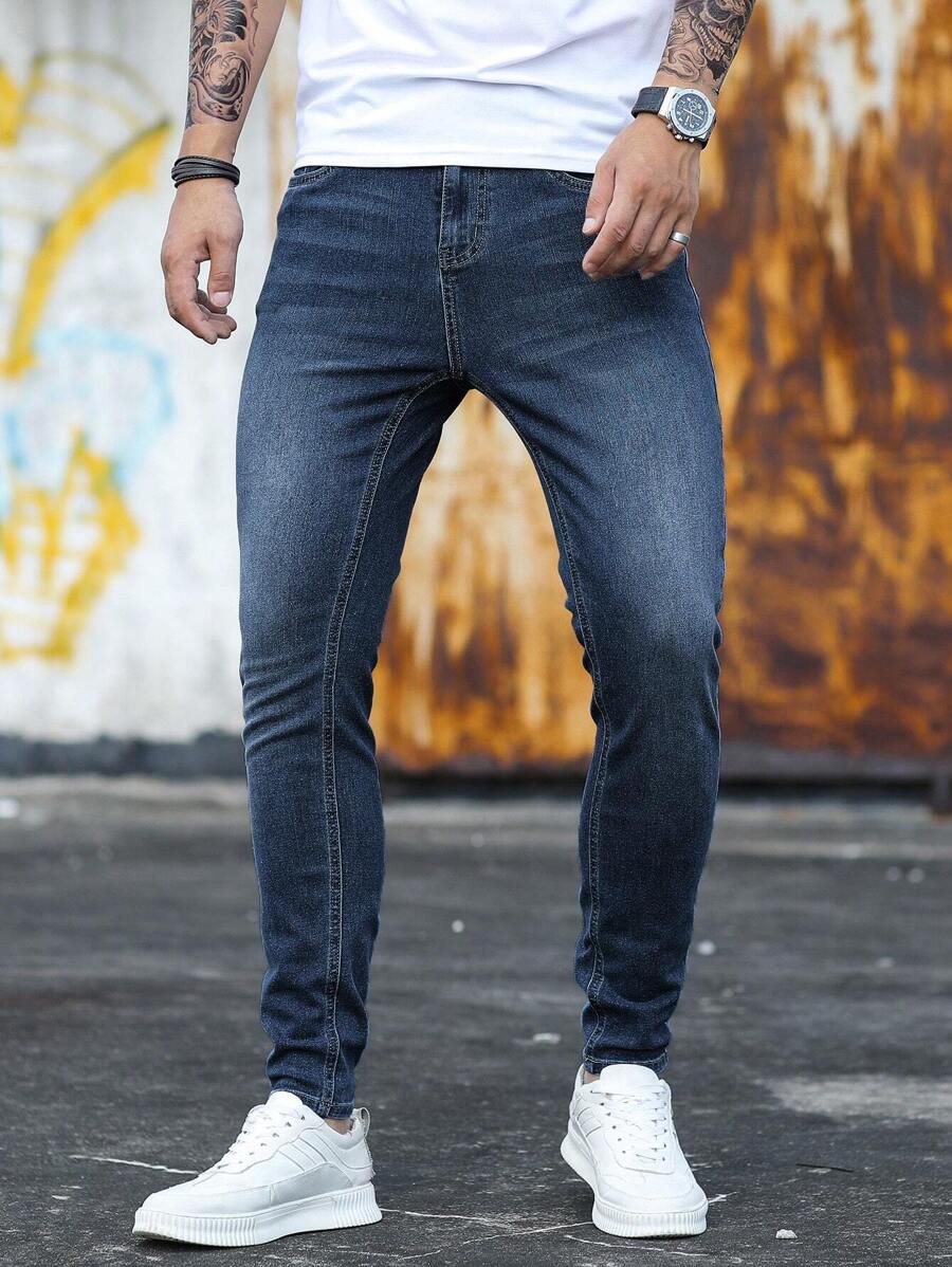 Manfinity Homme Men Cotton Slant Pocket Skinny Jeans