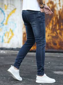 Manfinity Homme Men Cotton Slant Pocket Skinny Jeans
