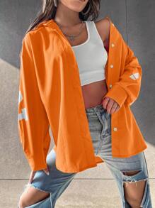SHEIN Unity Slogan Graphic Drop Shoulder Shirt - Orange - View 6