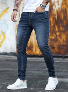 Manfinity Homme Men Cotton Slant Pocket Skinny Jeans