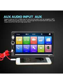 7 英寸高清双 DIN 车载收音机汽车播放器 MP5 触摸屏 Mirrorlink FM AUX USB SD+后置摄像头 - 黑色 - 查看 3