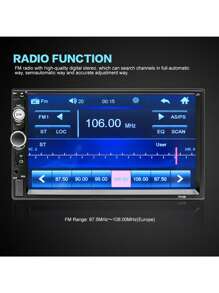 7 英寸高清双 DIN 车载收音机汽车播放器 MP5 触摸屏 Mirrorlink FM AUX USB SD+后置摄像头 - 黑色 - 查看 5