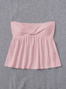 SHEIN EZwear Twist Front Tube Top - Baby Pink - View 3