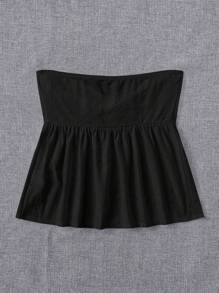 SHEIN EZwear Twist Front Ruffle Hem Tube Top - Black - View 2