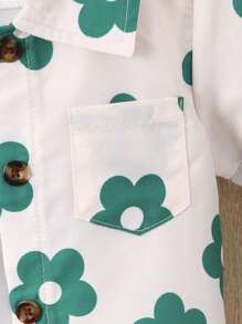 Đứa bé trai In hoa Áo sơ mi & Quần short - Nhiều màu - Xem 4
