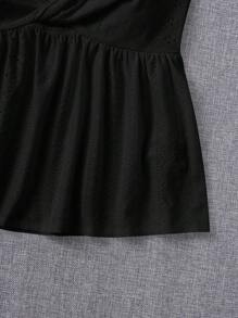 SHEIN EZwear Twist Front Ruffle Hem Tube Top - Black - View 4