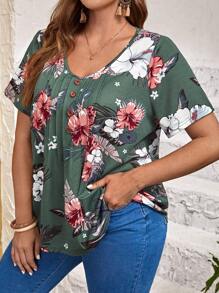 EMERY ROSE Áo thun Plus size Hoa Tất cả trên in Giải trí - Nhiều màu - Xem 4