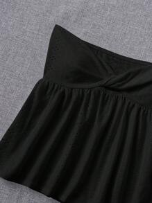SHEIN EZwear Twist Front Ruffle Hem Tube Top - Black - View 5