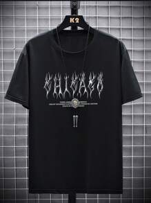 Manfinity Hypemode 男士大碼標語圖案T恤 - 黑色 - 查看 3